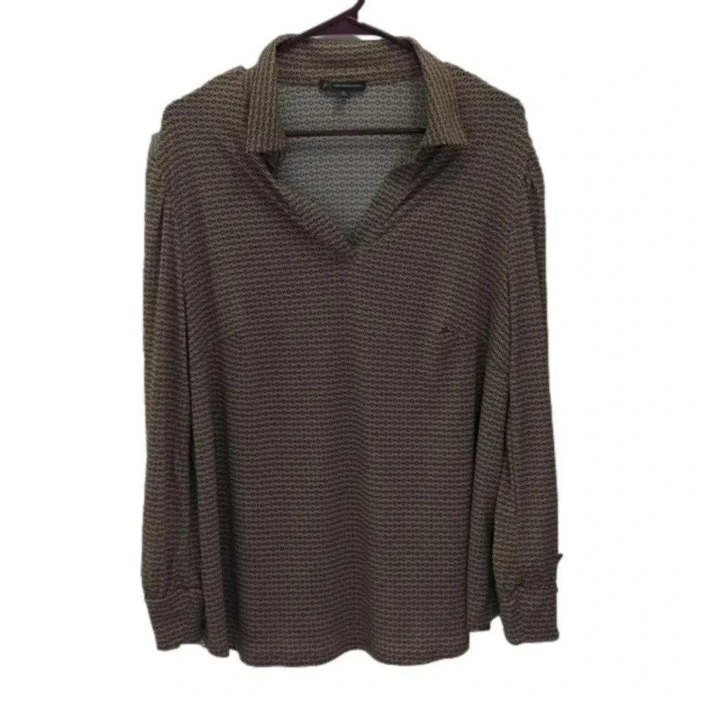 ADRIANNA PAPELL WOMEN SIZE 2X BROWN PRINT TOP
